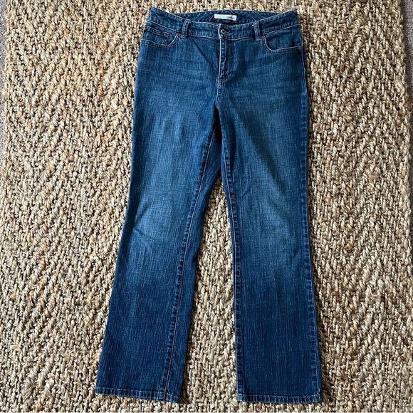 Chico’s Platinum Jeans 1 Blue Dark Wash Denim Ultimate Fit Boot Leg Stretch - Picture 1 of 13